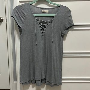 cute hollister lace up top